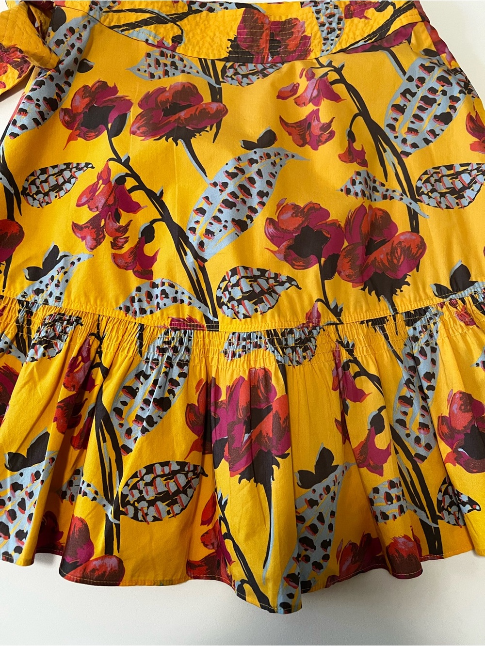 A.L.C. Hampton Yellow Floral Print Poplin Wrap Mini Skirt Sz 0 - Picture 5 of 12